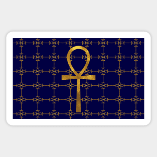 Blue and Gold Egyptian Ankh - Key Of Life Mask Sticker